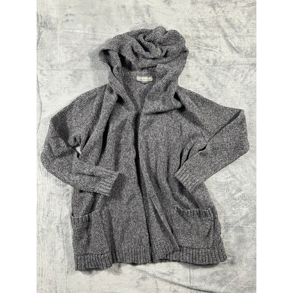 Eddie Bauer Lounge Womens Gray Hooded Open Front Cardigan Sweater Large